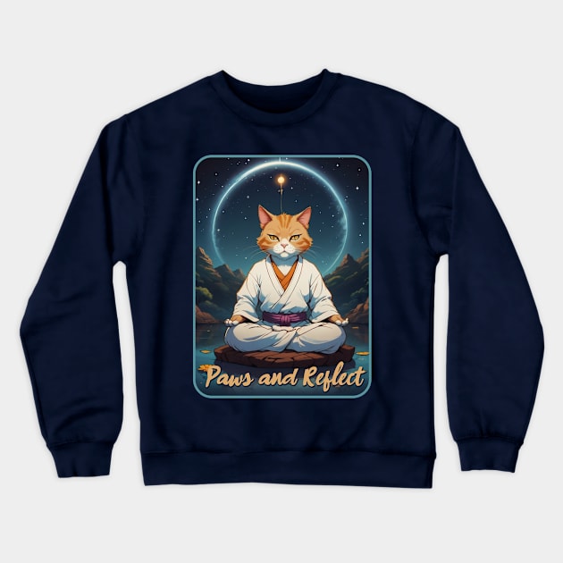 Paws and Reflect [cat pun] Crewneck Sweatshirt by Blended Designs